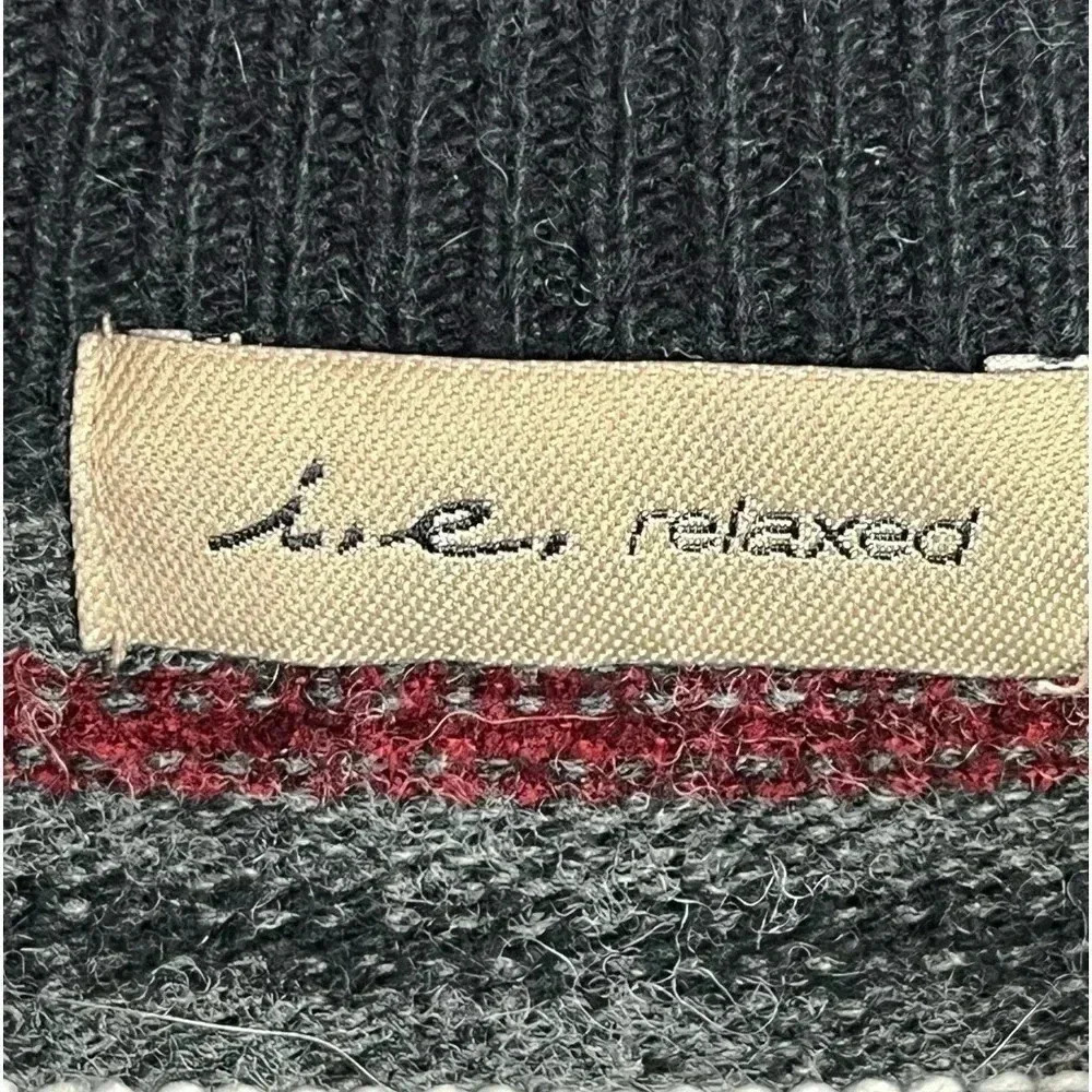 I.E. Relaxed 1/4 zip Nordic Striped Women's Sweater Winter Mock Neck Angora Siz… - Picture 11 of 12